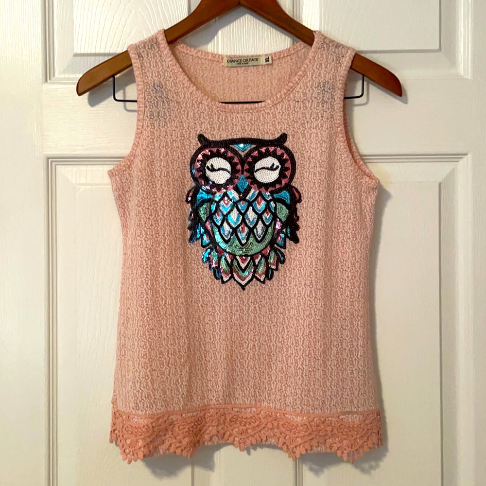 Chance or Fate owl knit tank. Girls XL